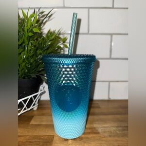 STARBUCKS 16oz Glacier Blue Ombre Gradient Studded Tumble